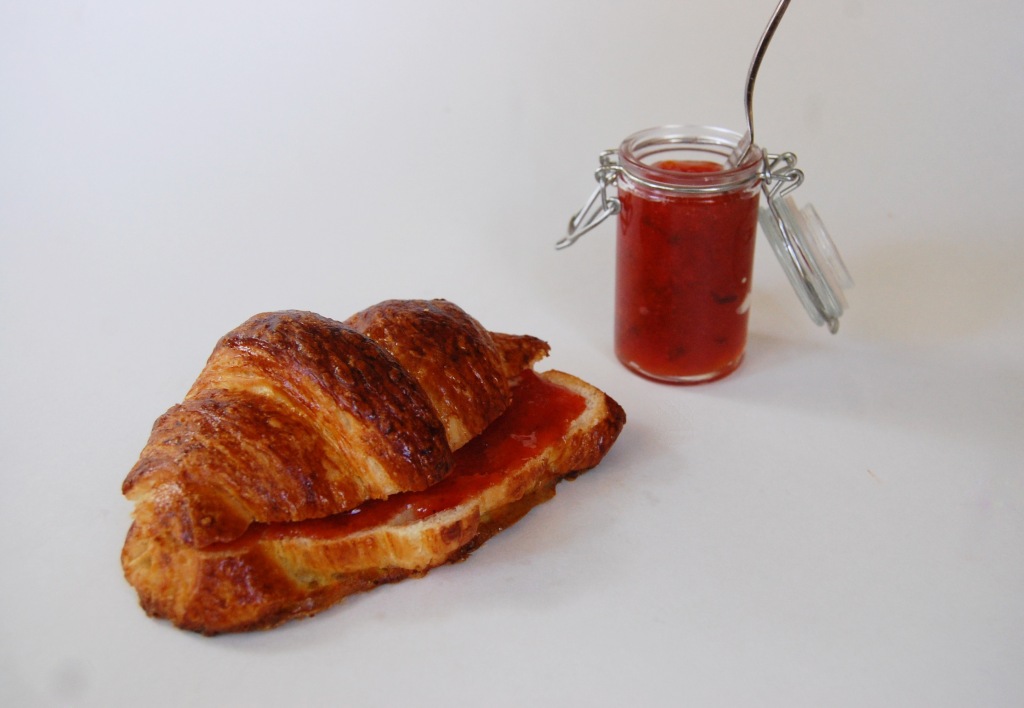 croissants with strawberry basil jam